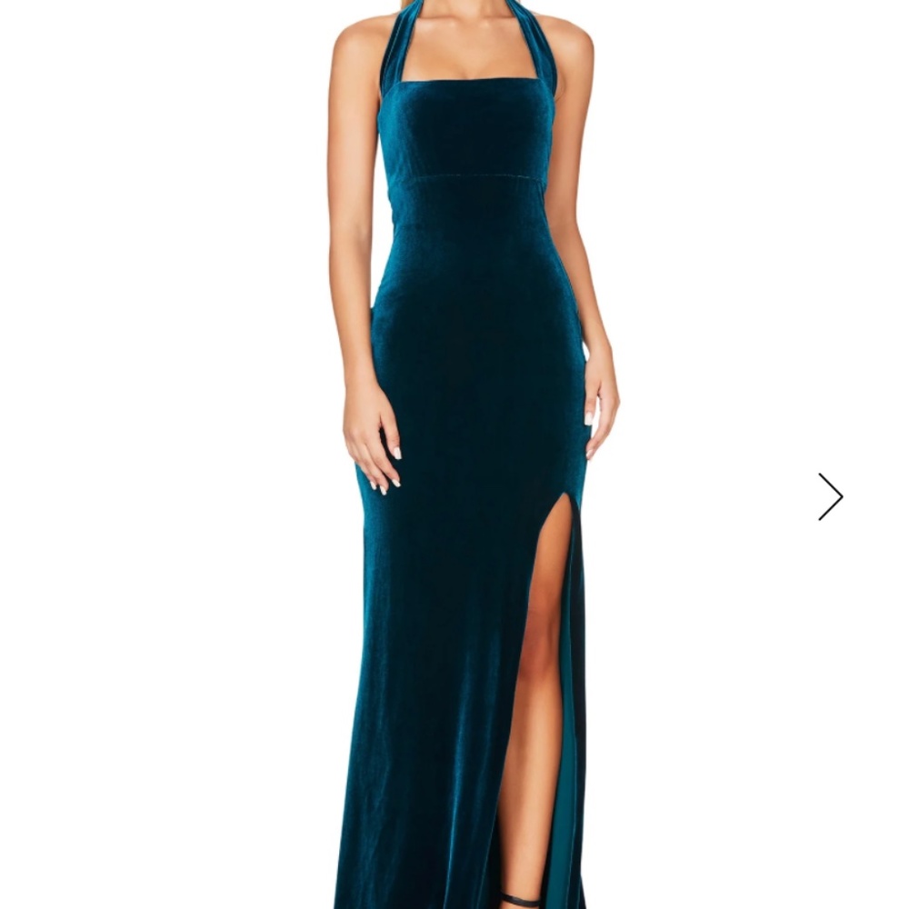 Nookie Maxi Teal Velvet Dress